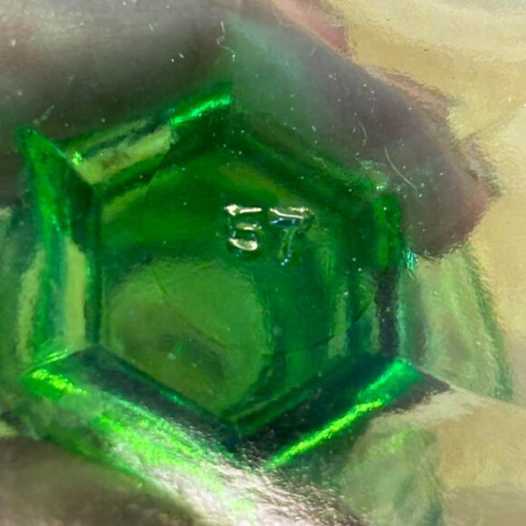 Pair of Hazel-Atlas “Colonial Block” Uranium Green Water Goblets – 5¾" Depressio - Picture 8 of 10